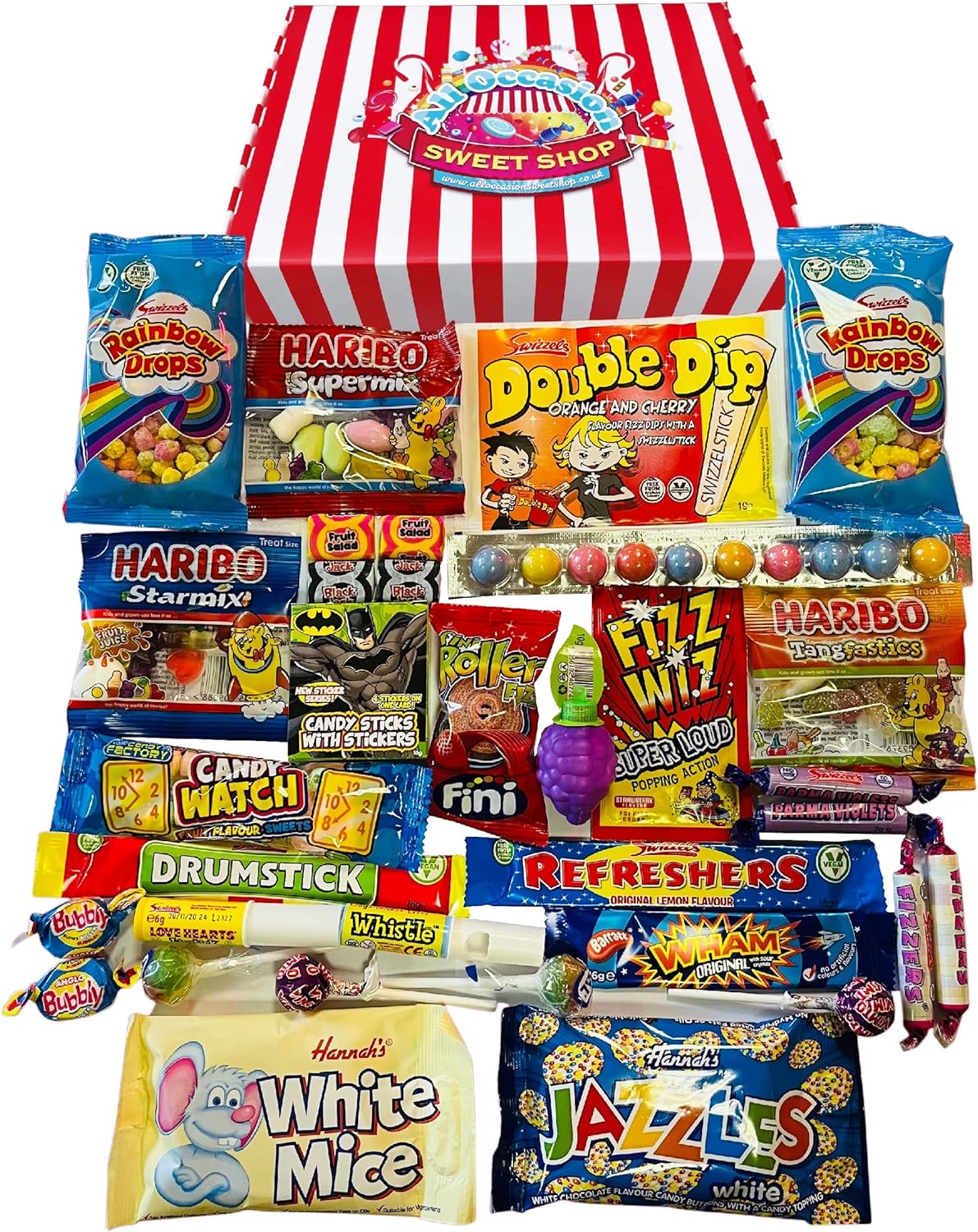 Retro Sweets Gift Box: Candy Striped Old Fashioned Sweets Selection Hamper: Birthday Present for Him & Her, Men, Women, Boys, Girls