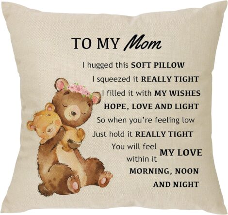 XUNLIZXY Mom Pillowcase Gift: Funny Mother’s Day Cushion Cover, 18″x 18″.