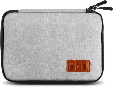 Gibot Cable Bag: Compact double layer travel organizer for electronics and accessories, in grey color.