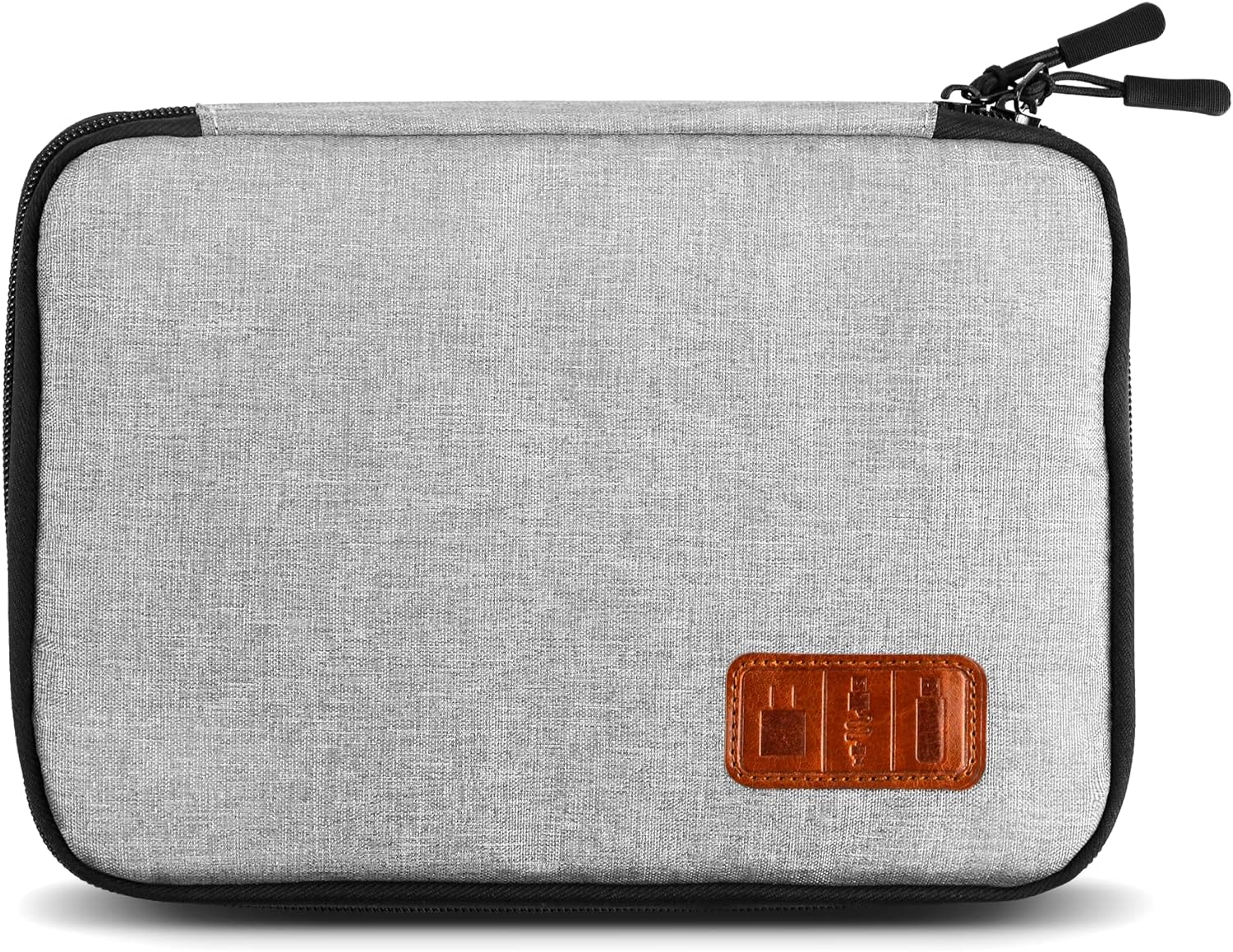 Gibot Cable Organiser Bag, Travel Electronics Accessories Bag Organiser for Cables, Flash Disk, USB Drive, Charger, Power Bank, Memory Card, Headphone and iPad Mini, Double Layer, Grey