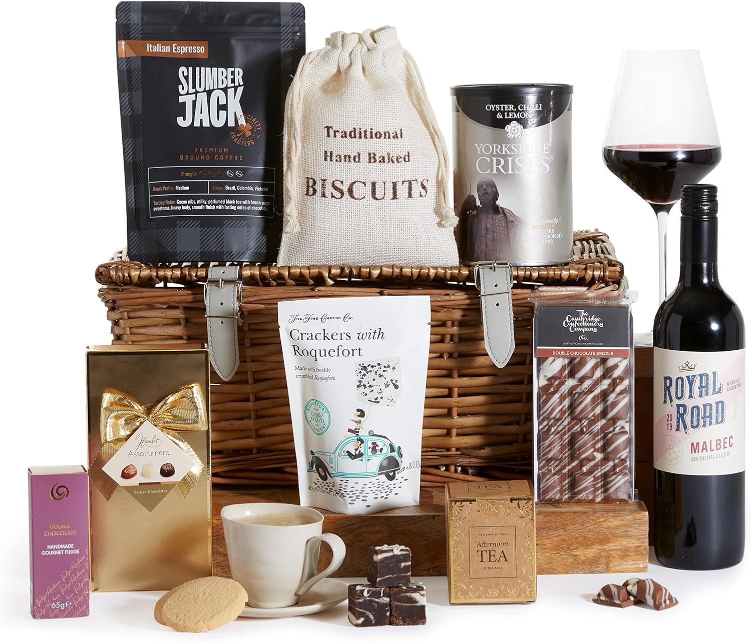 The Gourmet Collection Gift Hamper - Food Hampers & Gourmet Gift Baskets - Food and Wine Hamper - Packed in a Large Traditional Wicker Basket