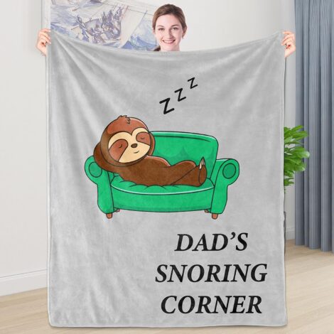 Shoppawhile Dad’s Birthday Gift: Funny Sloth Flannel Blanket (130*150 cm) from Daughter/Son.