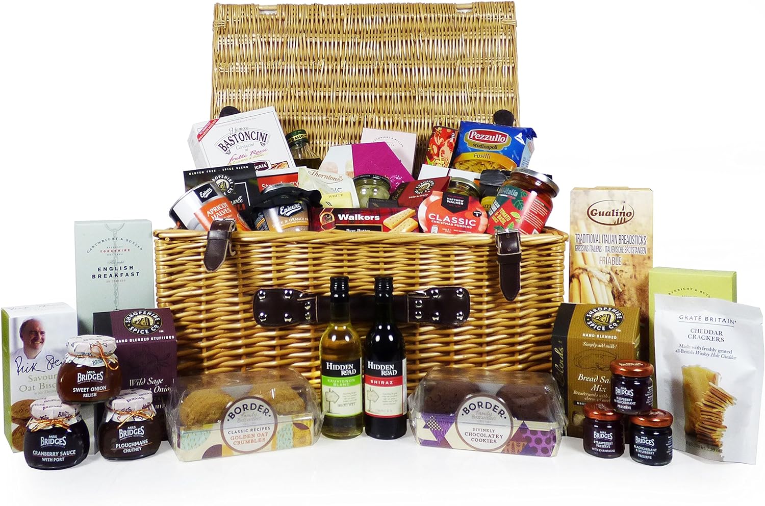 For Someone Special - Large Wicker Food and Drink Hamper Basket with 40 Gourmet Items Including 2 x 187ml Bottles of Wine - Gift idea for Christmas, Dad, Mothers Day, Mum, Birthday, Business