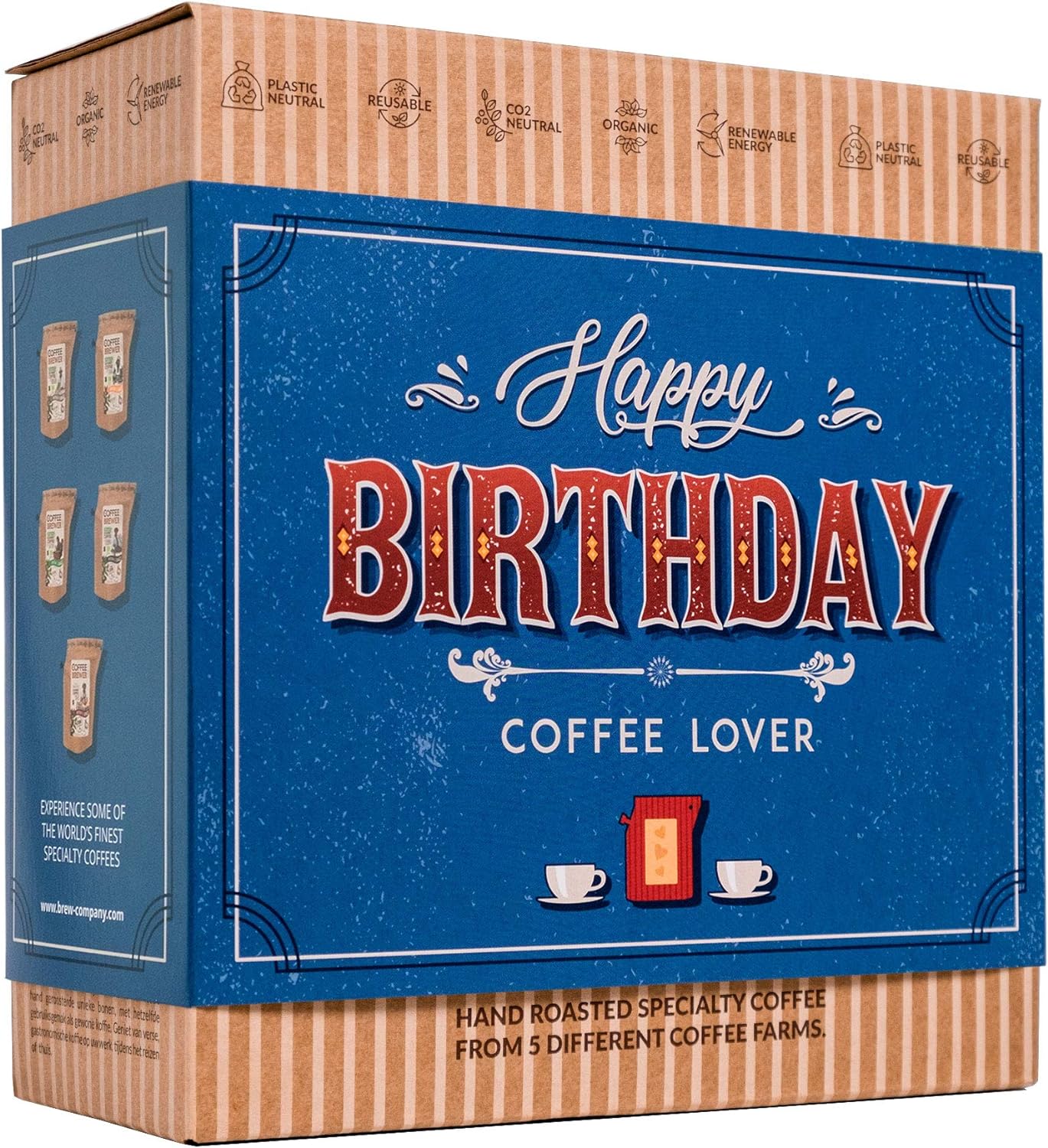 Gourmet Birthday Coffee Gift Set for Men & Women – 5 of the World's Finest Single Estate Specialty & Organic Coffees | Brew & Enjoy Anytime, Anywhere | Hamper Style Letterbox Gift Idea for Him & Her