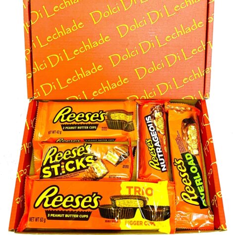 Dolci Di Lechlade Reese’s American Sweets Gift Box: Chocolate Peanut Butter Cups & Nut Bar Set