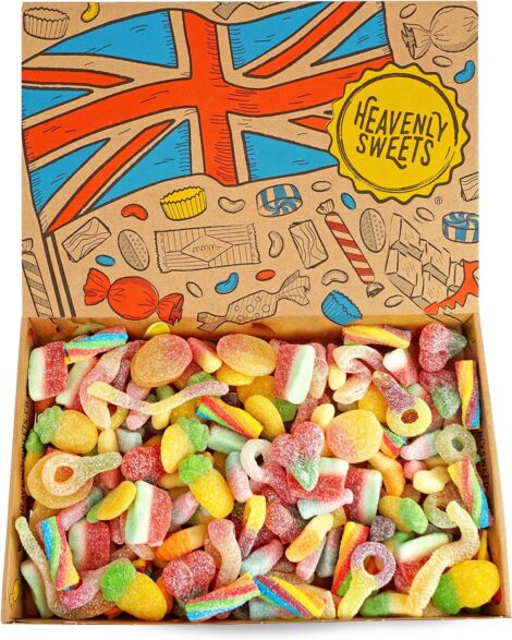 850g Large Mixed Fizzy Sweets Gift Box – Retro Hamper for Halloween, Christmas, Birthday.