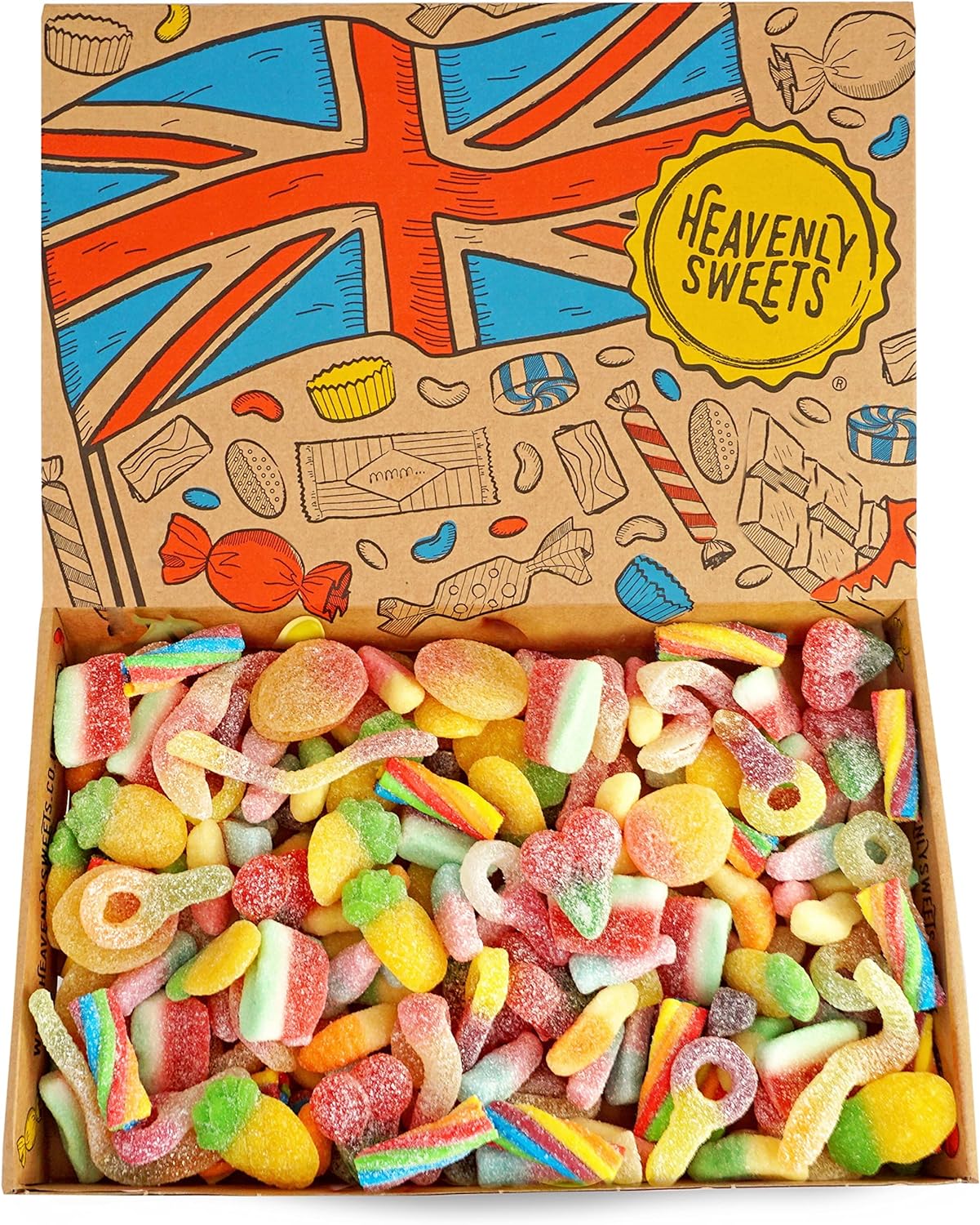 Pick 'n Mix Sweets Gift Box - 850g Large Mixed Fizzy Sweets Pick and Mix Selection Retro Hamper Gift Box Pouch - Halloween Christmas, Birthday