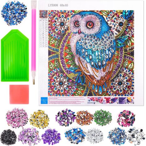 Crafts Gifts for 9-13 Year Old Girls: Owl Diamond Arts Kit – DIY Painting Kits for Kids