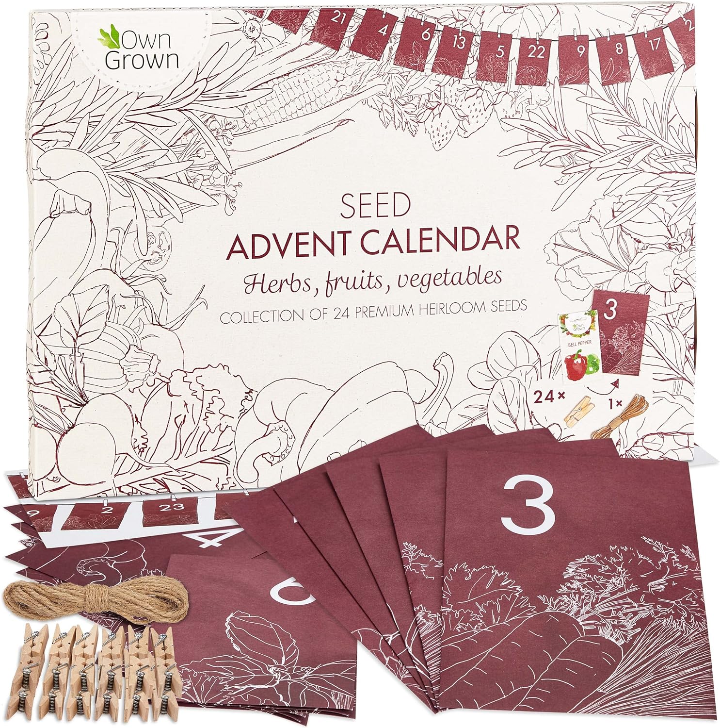 Seeds Advent Calendar 2023 Adults: Beautiful Garden Advent Calendar - Herb Seeds, Fruits, Vegetable Seeds - Gardening Advent Calendar 2023 Women, Men - Plant Seeds Christmas Calendar Adults OwnGrown