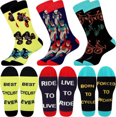 Jeasona 3 Pairs Men’s Cycling Socks – Unique, Funny Gifts for Dad.