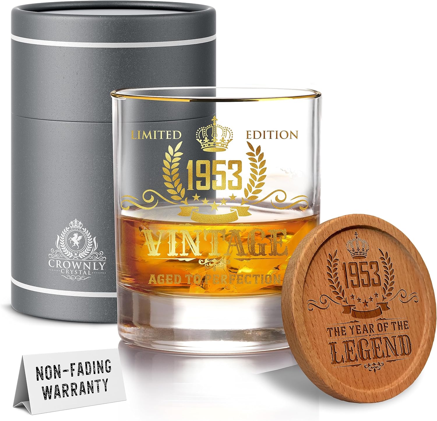 Kies®Gift Gold 70th Birthday Gifts for Men Personalised Whiskey Glass 1953 Gifts 70th Birthday Gifts for Him 70th Birthday Gifts for Dad Uncle Gifts for 70 Year Old Gifts Whisky Glass Populer Gifts