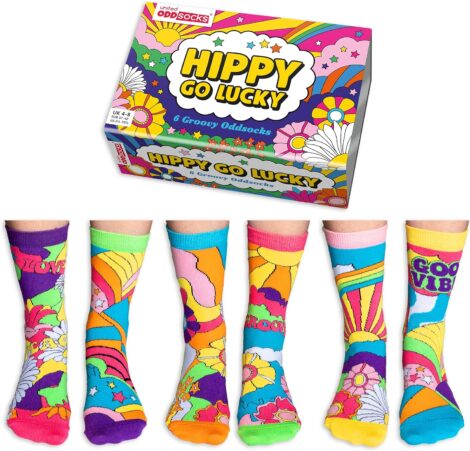 United Oddsocks Ladies’ Hippy Go Lucky Box: 6 Socks UK 4-8, EUR 37-42