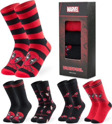 Marvel Men’s Avengers 5 Pack Crew Socks: Soft, Breathable, Calf Length. Perfect Men’s Gift.