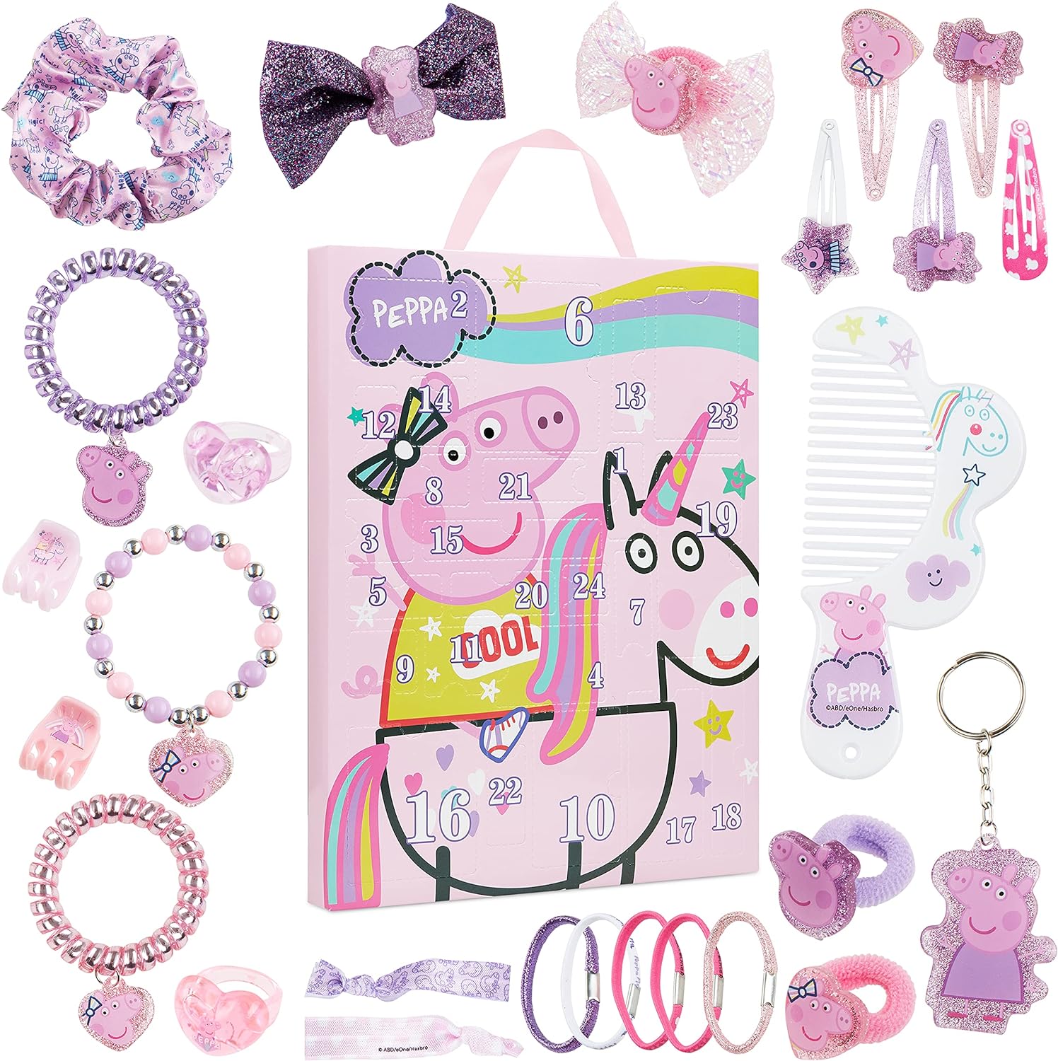 Peppa Pig Advent Calendar 2023, Hair Accessories for Girls & Jewellery Advent Calendar, Peppa Pig Gifts for Girls