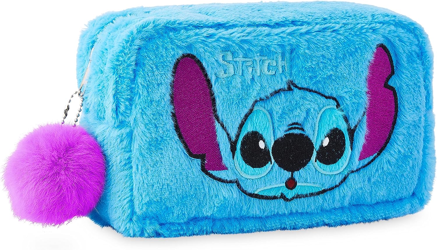 Disney Stitch Toiletry Bag for Women Teenagers Girls Travel Accessories Baby Yoda Make Up Bag Stitch Gifts for Women (Blue Fluffy)