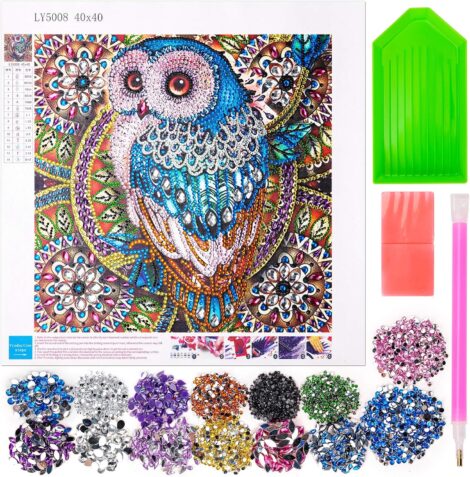 Diamond Painting Kits for Children and Adults, Full Drill, Perfect Gift for Kids and Friends. Ages 6-13. Owl Design.