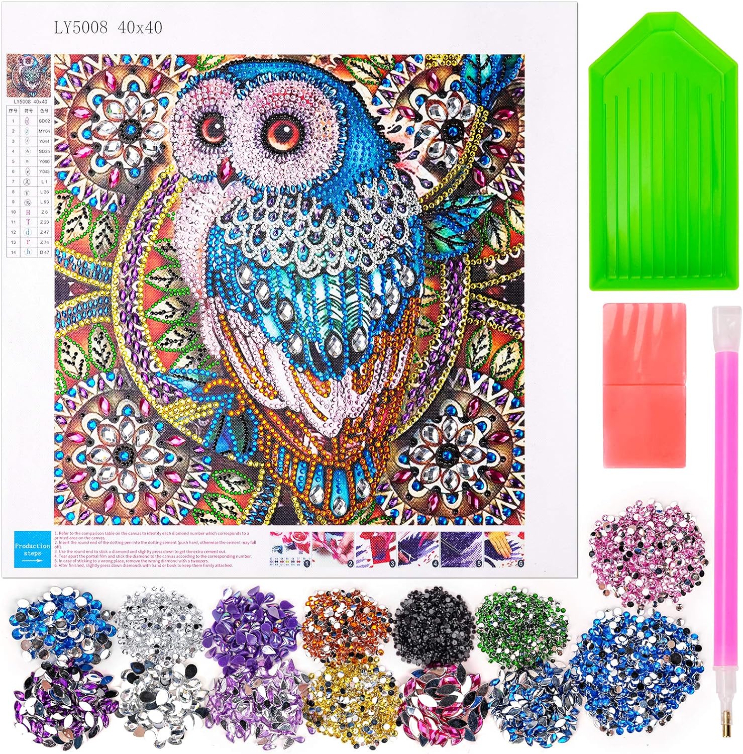 DIY Diamond Painting Kits for Kids Adults, 5d Diamond Painting Kits Full Drill Gift for Kids Women Friends Age 9 10 11 12 13, Paint by Numbers for Children Owl Gifts for 6-10 Years Old Girls Boys