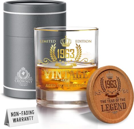 Personalized Kies®Gift Gold Whiskey Glass Set – Ideal 60th Birthday Gift for Him