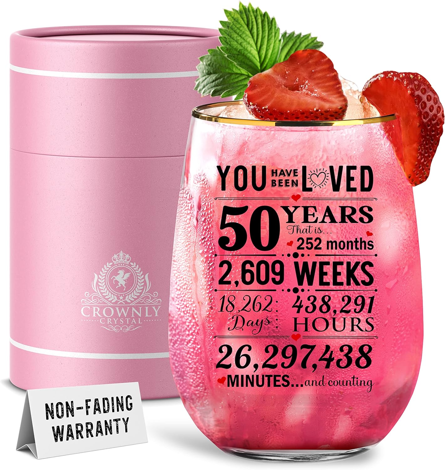 Kies®Gift 50th Birthday Gifts Women Personalised Glass 50 Year Old Gifts for Women 50th Gifts for Mum 50th Birthday Party Decorations Sister 50th Birthday Gifts 50th Gin Gifts for Women Populer Gift