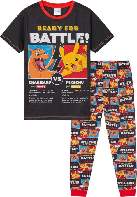 Pokemon PJs Set: Lounge T-Shirt and Long Bottoms for Boys 4-14 Years – Teen Gifts