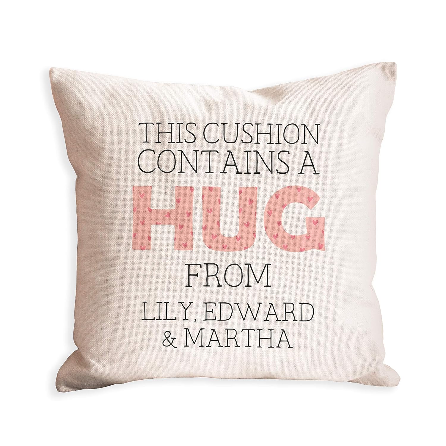 Personalised cushion contains a hug from peach | gift for mothers day birthday or christmas from son or daughter | presents for friend her women | best Mother Mam Mammy | distance love