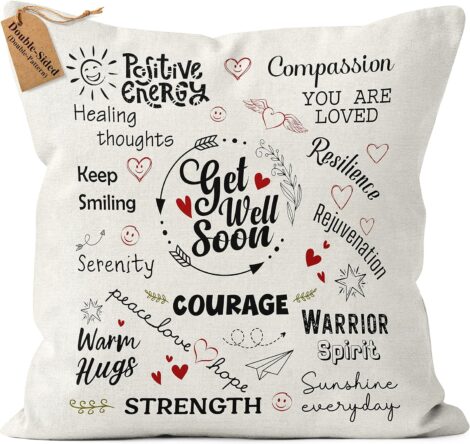 Kies HOME® Reversible Get Well Soon Pillow Cover – Inspirational Gifts for All Ages