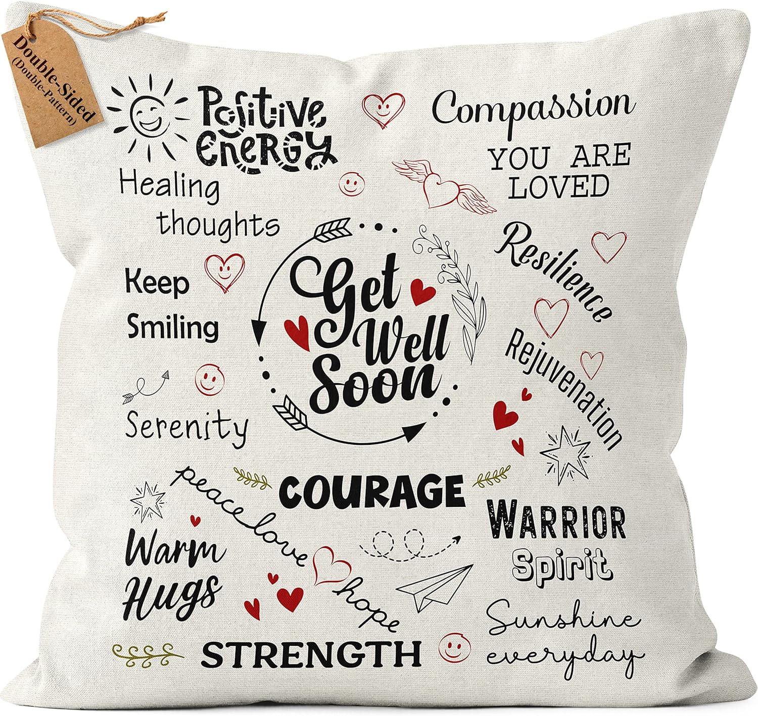 Kies HOME® (Double-Sided) Get Well Soon Gifts for Women And Man Pillow Cover Inspirational Gifts for Women 18x18 Throw Pillows Get Well Soon Gifts for Kids Throw Pillows Feel Better Gifts for Women