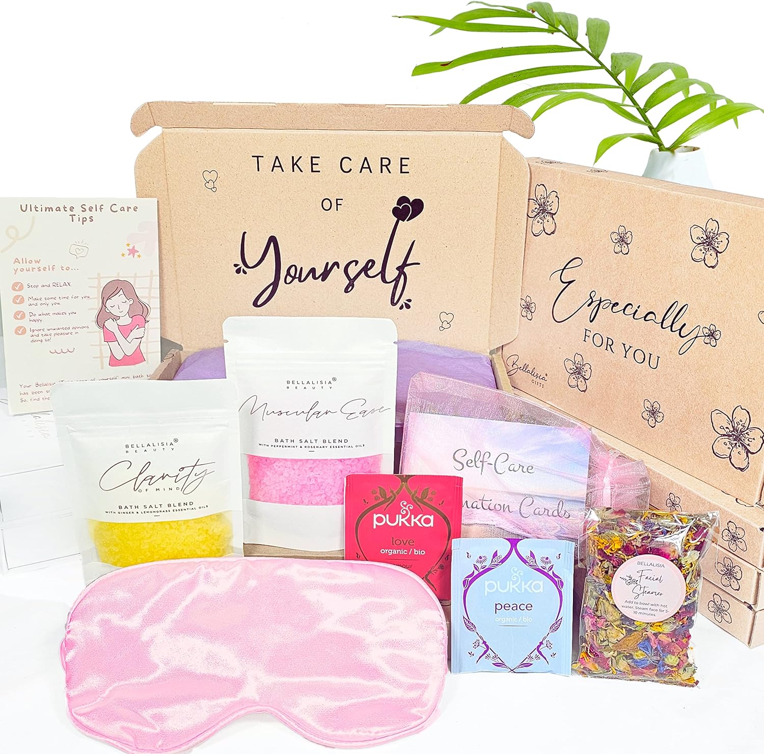 Bellalisia Self Care Gifts For Women. Mindfulness and Wellbeing Gift, A Natural Bath Salts Set For New Mum To Be, Baby Shower Presents, Thinking Of You Or Relaxing Get Well Soon Hug In A Box Kit