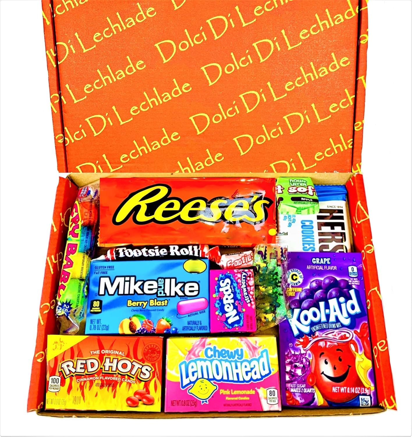 American Sweets Gift Box by Dolci Di Lechlade - Classic USA Candy Chocolate Sweet Reeses, Kool Aid, Nerds, Tootsie - Great for Halloween Christmas Birthday Thanks Present