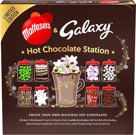 Hot Chocolate Station Gift Set – Personalized Maltesers & Galaxy Hot Chocolate Hamper. Perfect Secret Santa or Stocking Filler for Her.