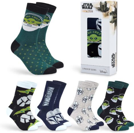 Disney Men’s Baby Yoda Crew Socks | Star Wars Ankle Socks | Size 6.5-10.5 | Soft Breathable Work Socks