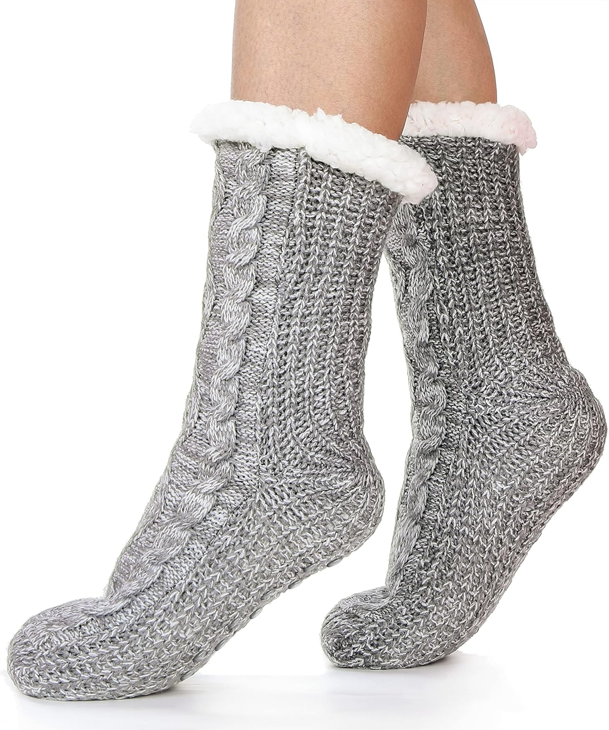 Women Fluffy Slipper Socks Winter Cosy Thermal Warm Thick Cabin Fleece Plush Grips Non Slip Bed Socks