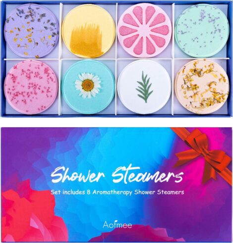 Aofmee Aromatherapy Shower Steamers – 8-pack Shower Bombs for Relaxation, Self-Care Gifts.