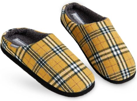 Dunlop Men’s Comfy Memory Foam Slippers – Warm, Anti-Slip Indoor/Outdoor House Shoes & Gifts for Men