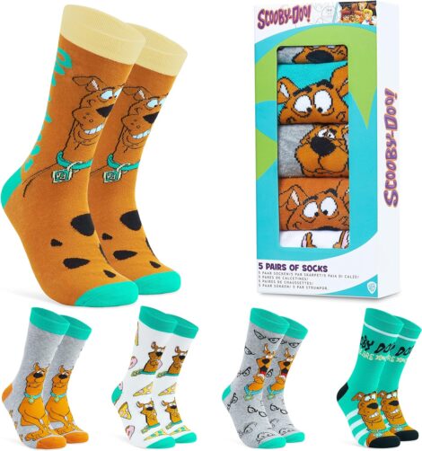 Scooby Doo Men’s Socks Set – 5 Pack, Size 6-10, Breathable, Casual Work – Ideal Gift