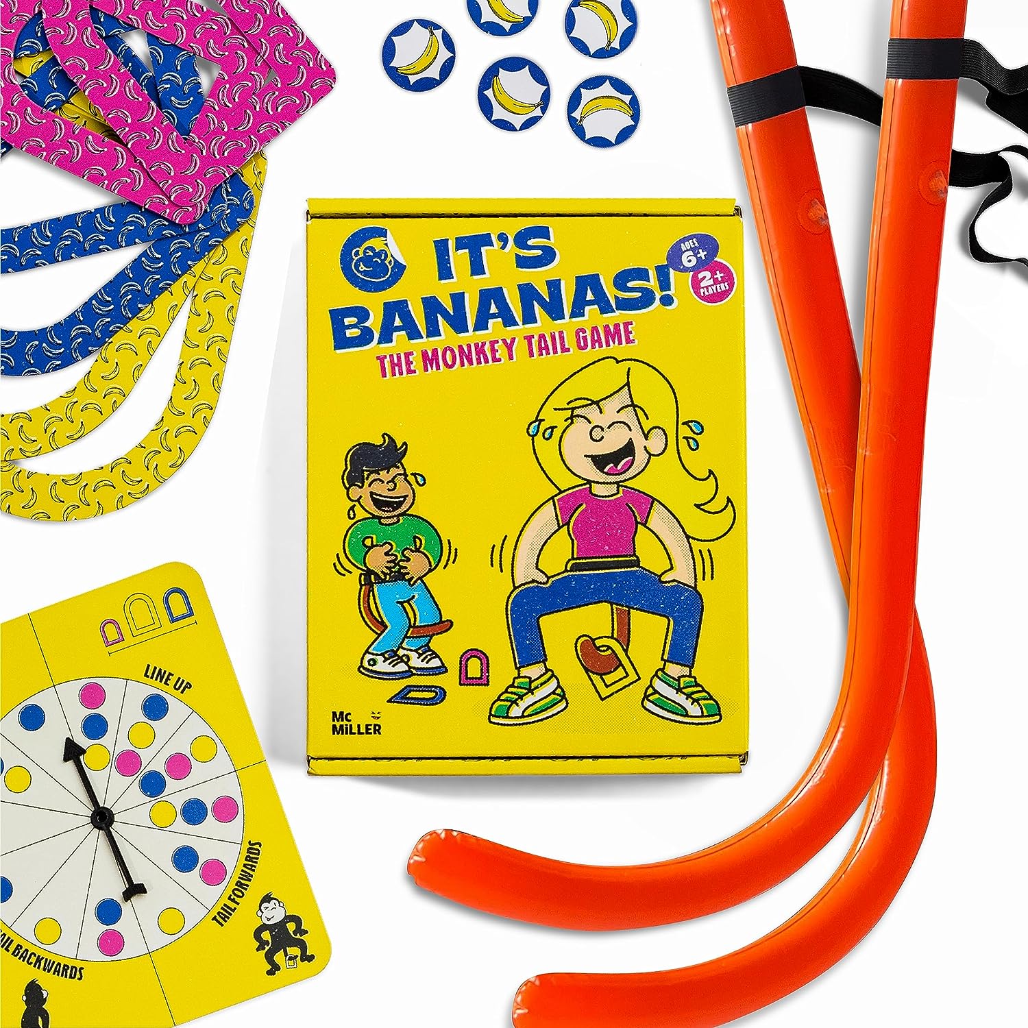 It's Bananas! The Monkey Tail Game - Funny Family Party Game for Adults, Kids, & Teens - Ages 6+, 2+ Players, Top 10 Best Board Games 2023 for Party, Birthday, Thanksgiving, Christmas, Game Night