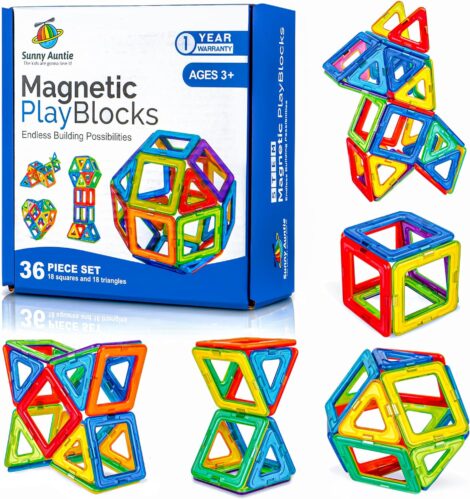 Sunny Auntie Magnetic Building Blocks – STEM Educational Construction Toy, 36 pcs Gift Set