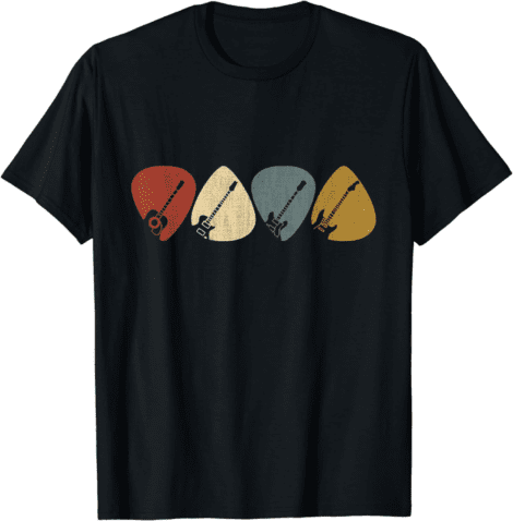 Retro Guitar Pick Tee: Vintage Short Sleeve Shirt for Guitarists