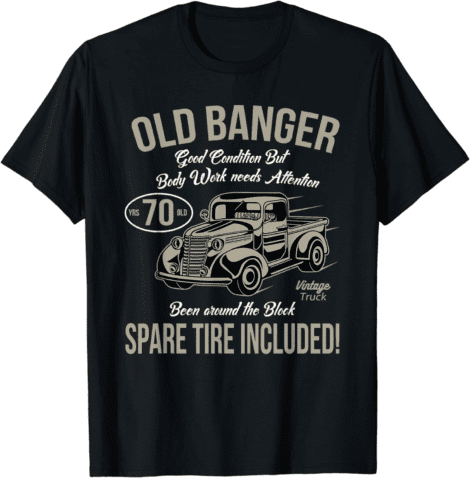 70th Bday Vintage Old Banger T-Shirt: Perfect 70th Men’s Retro Gift