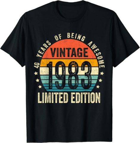 Retro 1983 40th B-Day Tee for Men Women, Ideal 40 Year Old Gift