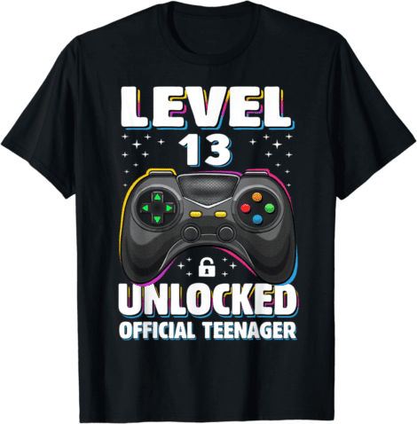 Level 13 Unlocked T-Shirt: Official Teenager 13th Birthday Boy Gift