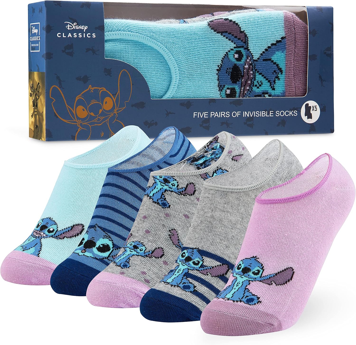 Disney Socks Girls No Show Socks 5 Pack Invisible Low Cut Socks, Gifts