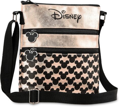 Disney Rose Gold Cross Body Bag: Minnie & Mickey Mouse Shoulder Bag, Women’s Gift