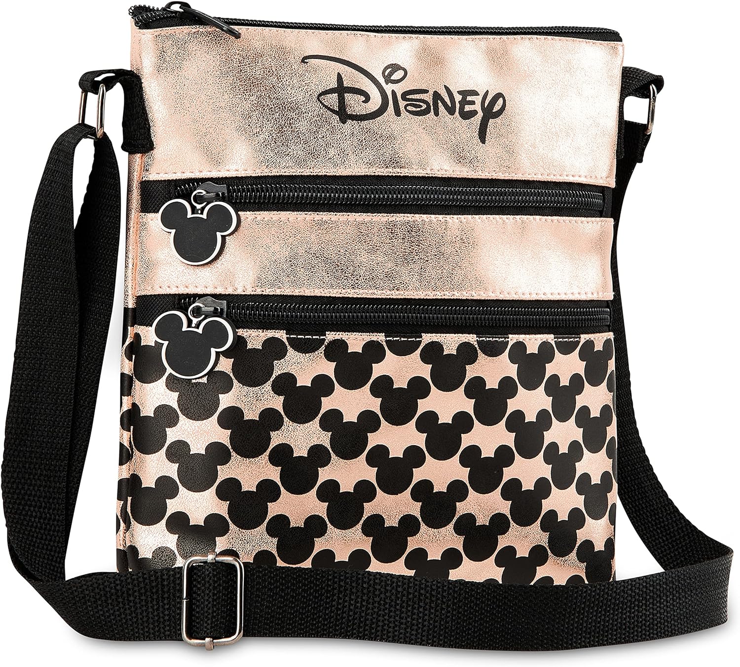 Disney Cross Body Bag for Women, Rose Gold Shoulder Bag Minnie and Mickey Mouse, Gifts for Women