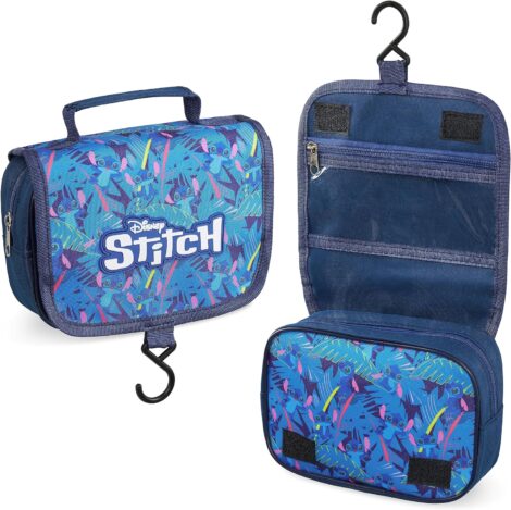 Blue Stitch Disney Hanging Toiletry Bag – Perfect Travel Accessories for Girls and Women.