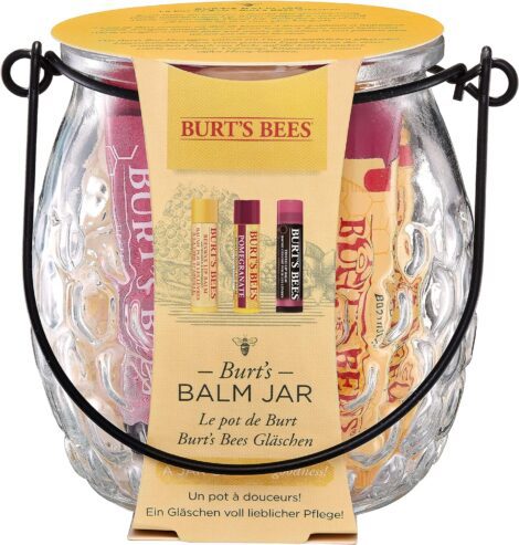 Burt’s Bees Women’s Gift Set: Lip Balm with Pomegranate & Hibiscus, 3 Jars, 3.4g Each.