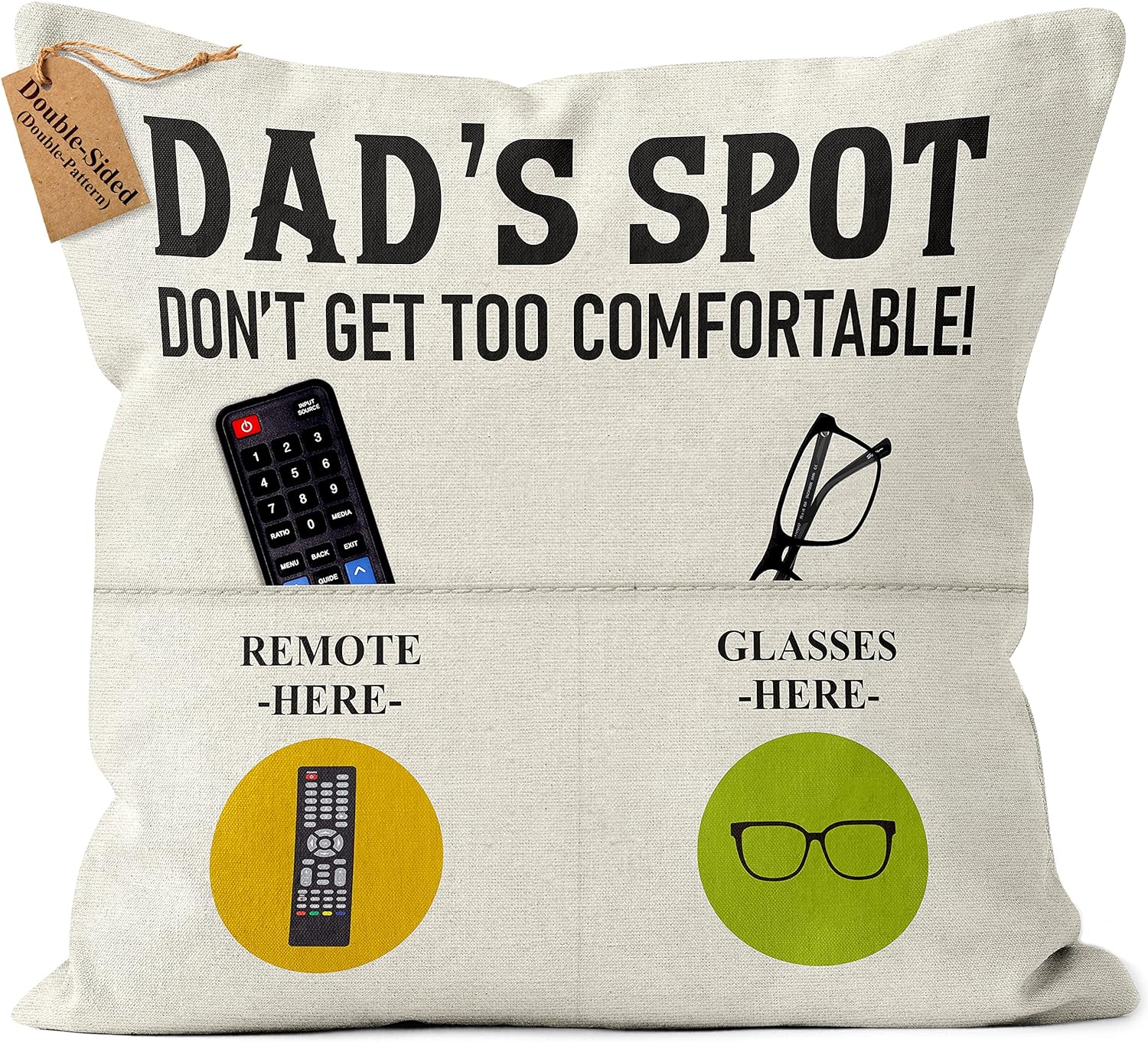 Kies GIFT®(Double-Sided) Gifts for Dad Gifts from Daughter Daddy Gifts with Pockets Cushion Covers 18x18 Inches Dad Gifts from Son Dad Birthday Gifts Daddy Birthday Gifts Birthday Gift for Dad