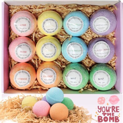 TTRwin Bath Bomb Set: 12 Organic Spa Bombs with Essential Oils, Perfect Gift for All Ages